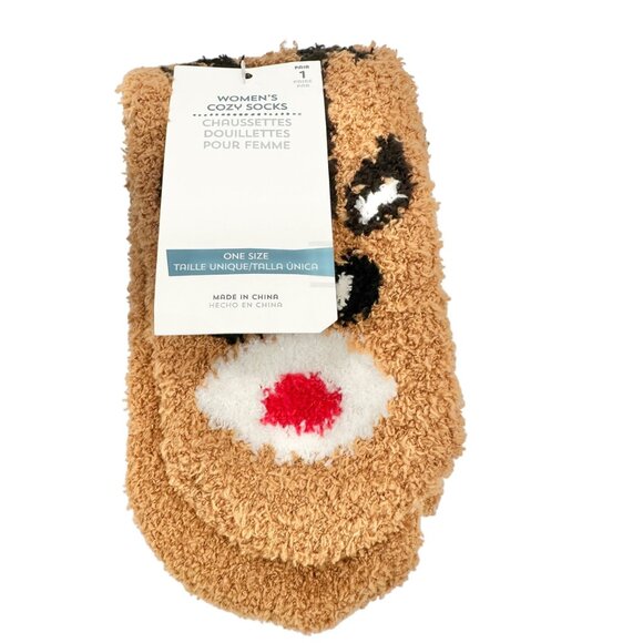 Christmas Gift Basket Set Reindeer Themed Socks Towel Plush Toy Woven Basket - Picture 7 of 13